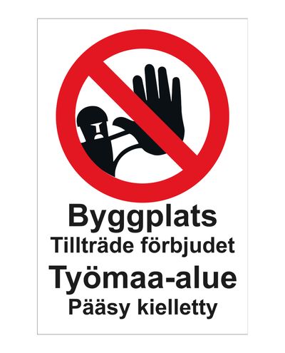 Ehitusplatsi keelatud ala Rootsi, kleebis, 200x300 mm