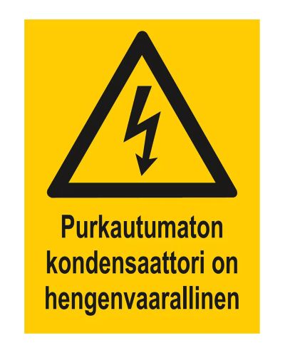 Mittetühjenemisvõimeline kondensaator, kleebis, 200x300 mm