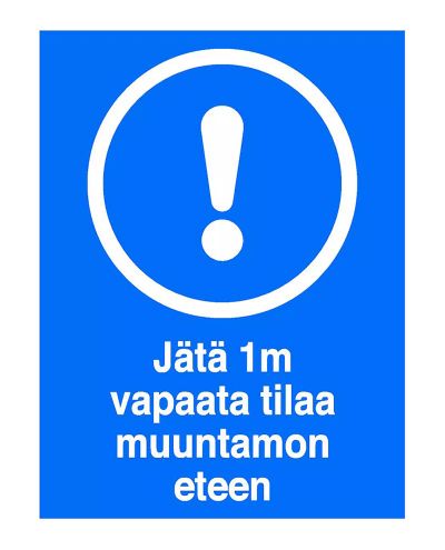 Jäta muuntamole 1 m vaba ruumi, Plastik 1 mm, 300x400 mm Jäta muuntamole 1 m vaba ruumi, Plastik 1 mm, 300x400 mm