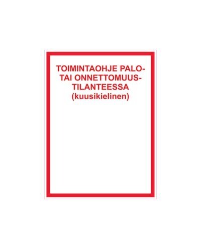 Juhised tulekahju või õnnetuse korral, kleebis, 200x300 mm