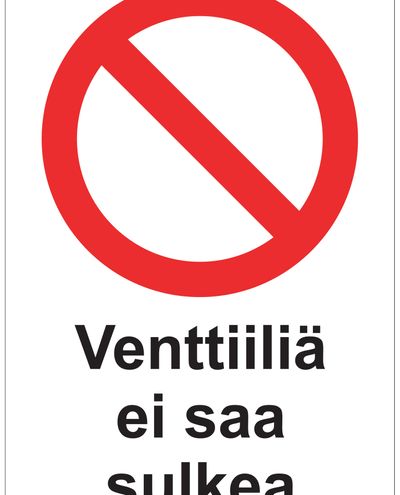 Ärge sulgege ventiili, kleebis, 200x300 mm