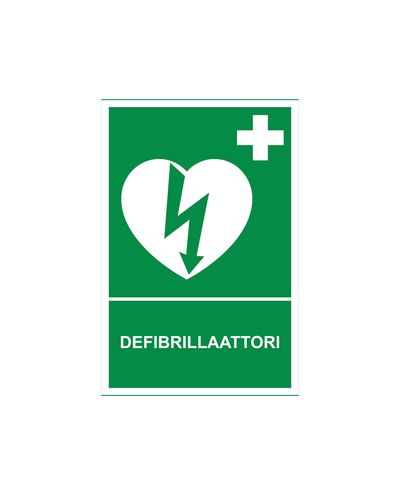 Defibrillaator, helkurkleebis, 200x300 mm Defibrillaator, helkurkleebis, 200x300 mm