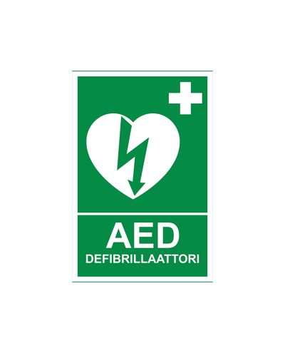 AED-defibrillaator, helkurkleebis, 200x300 mm AED-defibrillaator, helkurkleebis, 200x300 mm