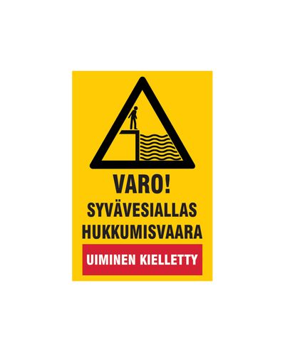 Ettevaatust sügava veega basseinis, kleebis, 200x300 mm