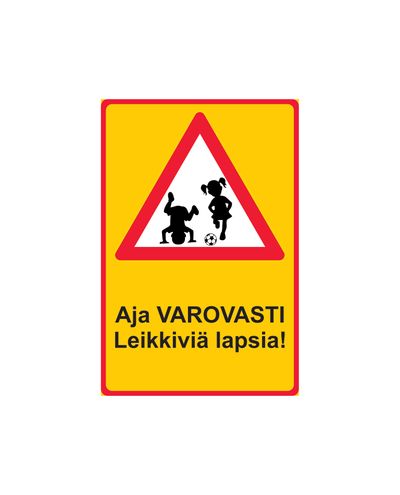 Ettevaatust mängivate laste eest, kleebis, 200x300 mm