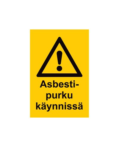 Asbesti eemaldamine pooleli, kleebis, 200x300 mm