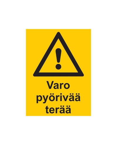 Ettevaatust pöörleva tera eest, kleebis, 200x300 mm