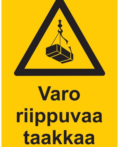 Ettevaatust liikuvate kraanakoormatega, kleebis, 200x300 mm
