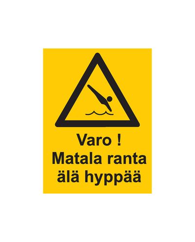 Madal vesi, ära hüppa, kleebis, 200x300 mm