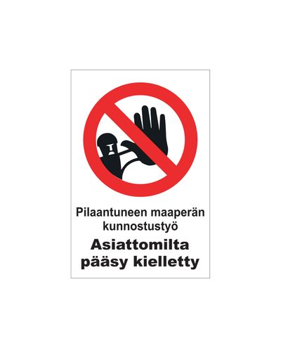 Saastunud pinnase puhastamise tööd, kleebis, 200x300 mm