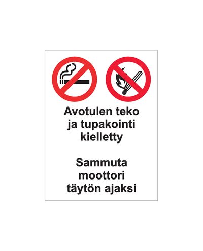 Lahtise tule kasutamine ja suitsetamine keelatud, Kleebis, 200x300 mm