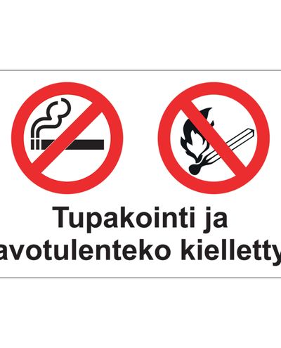 Suitsetamine ja lahtise leegi kasutamine keelatud, Plastik 1mm, 400x300 mm