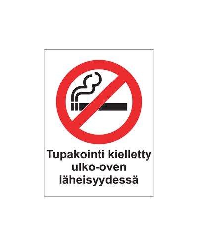 Suitsetamine välisukse lähedal keelatud, kleebis, 200x300 mm
