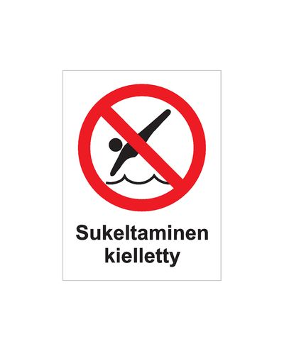 Sukeldumine keelatud, kleebis, 200x300 mm