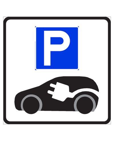 Elektriauto laadimispunkt P, kleebis, 400x400 mm