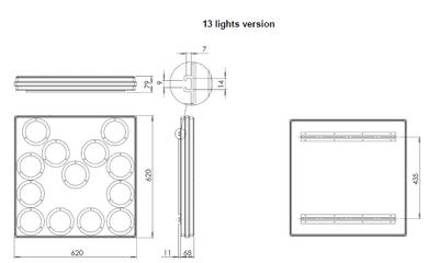 LED-noolega tahvel 12-24 V, 70x70 cm