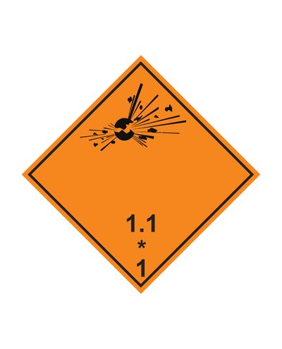Klass 1.1 lõhkeaine, kleebis, 100x100 mm