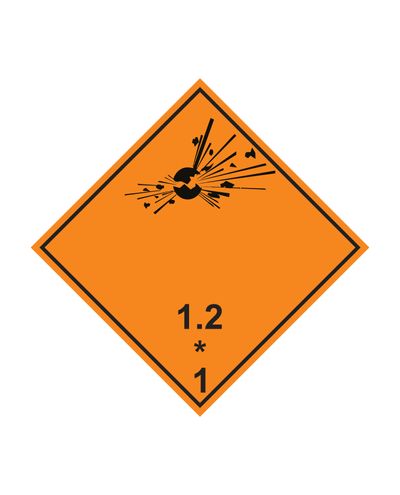 Klass 1.2 lõhkeaine, kleebis, 100x100 mm