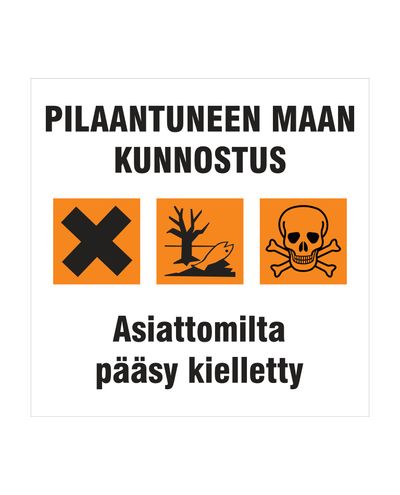 Saastunud maa puhastamine, kleebis, 100x100 mm