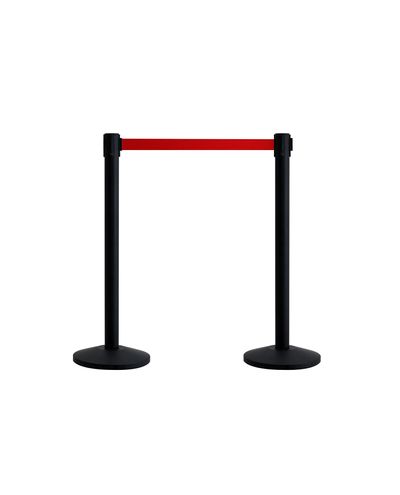 Qway piirdepostide paar must, punane 2,3m teip